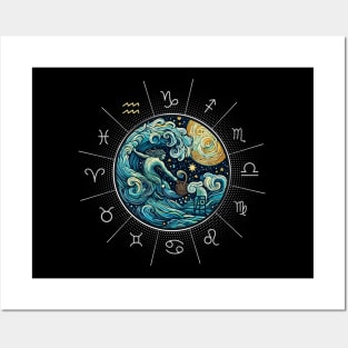 ZODIAC Aquarius - Astrological AQUARIUS - AQUARIUS - ZODIAC sign - Van Gogh style - 8 Posters and Art